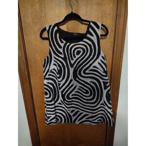 Lafayette 148 abstract black white blouse size 10